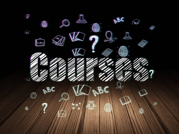 Learning concept: Courses in grunge dark room — Stock Photo, Image