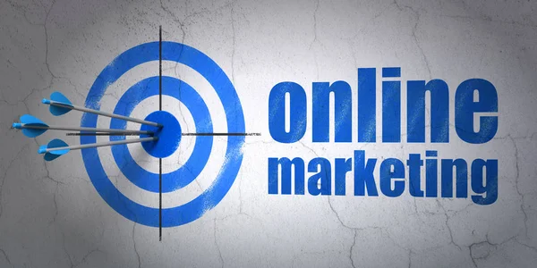 Concepto de marketing: target y marketing online en el fondo de la pared —  Fotos de Stock