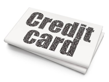 Bankacılık kavramı: kredi kartı boş gazete arka plan üzerinde