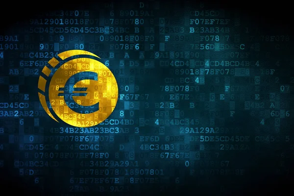 Concepto de moneda: Moneda euro sobre fondo digital —  Fotos de Stock