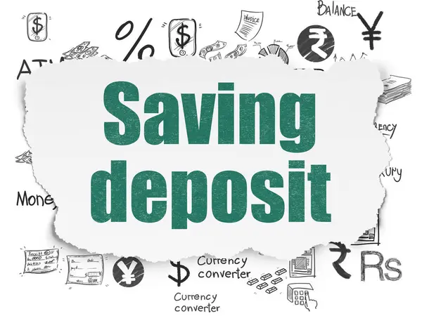 Concetto di denaro: deposito di risparmio su sfondo carta strappata — Foto Stock