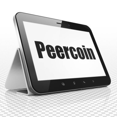 Blockchain kavramı: Peercoin ekranda Tablet bilgisayarınızla