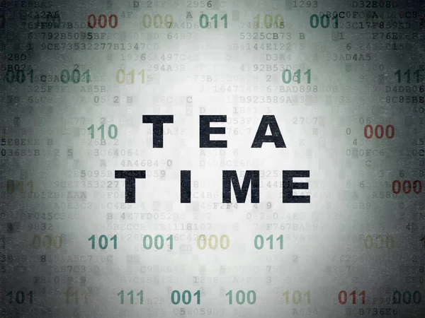 Zaman kavramı: dijital veri kağıt arka plan üzerinde çay saati — Stok fotoğraf