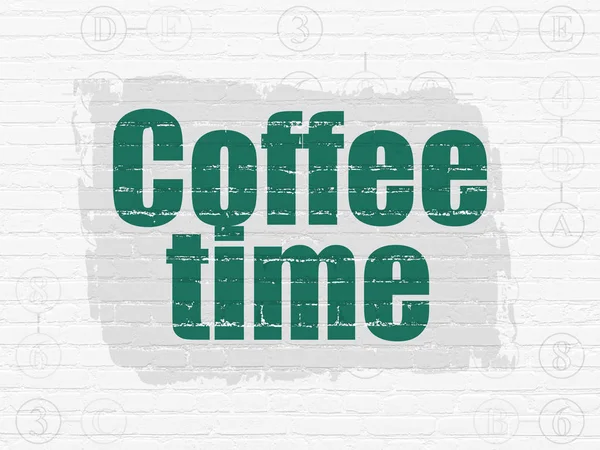 Концепция времени: Время кофе на фоне стен — стоковое фото