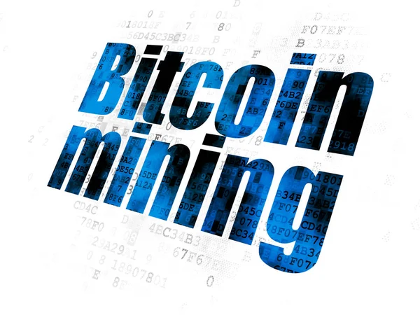 Концепция Blockchain: Bitcoin Mining на цифровом фоне — стоковое фото
