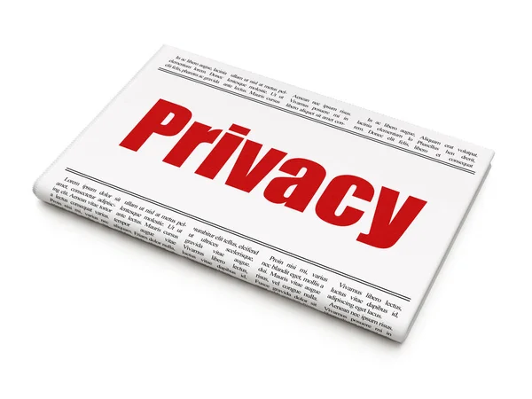 Concetto di protezione: titolo del giornale Privacy — Foto Stock