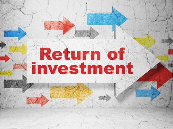 Finance koncept: pil med Return of Investment på grunge vägg bakgrund — Stockfoto