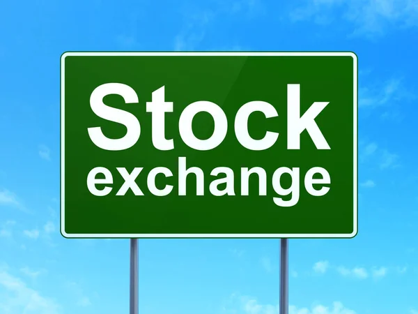 Business concept: Stock Exchange on road sign background — Stock Photo, Image