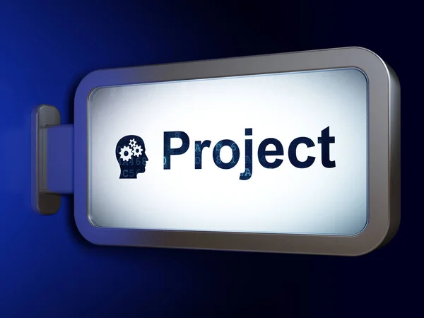 Finance koncept: projektet och huvud med Gears på billboard bakgrund — Stockfoto