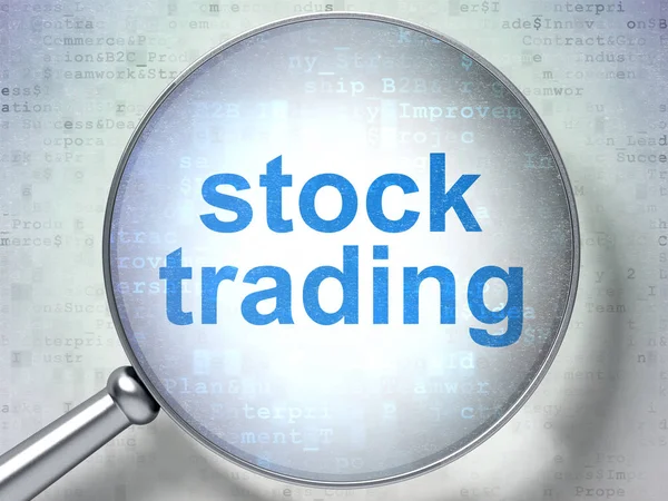 Financiën concept: Stock Trading met optisch glas — Stockfoto