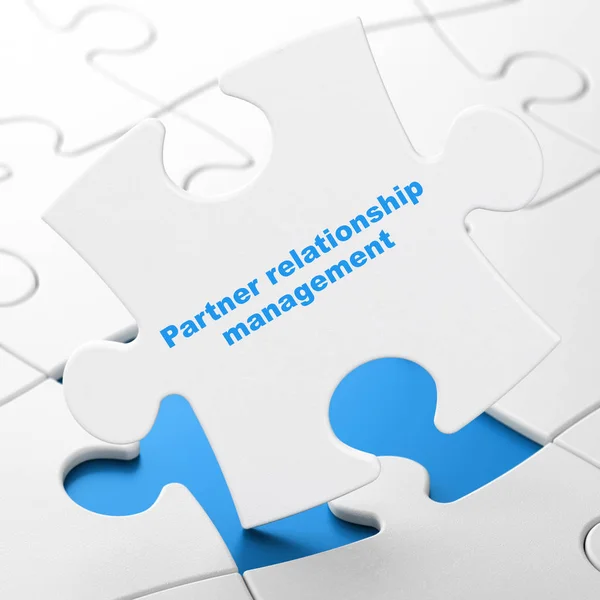 Koncepcja biznesowa: Partner Relationship Management na tle puzzle — Zdjęcie stockowe