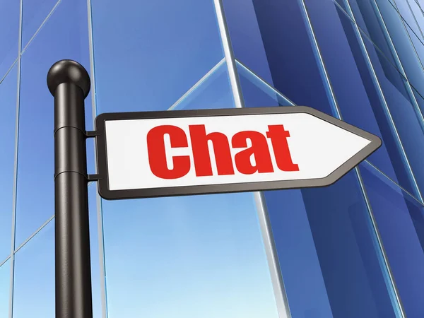 Web ontwerpconcept: ondertekenen Chat op het opbouwen van de achtergrond — Stockfoto