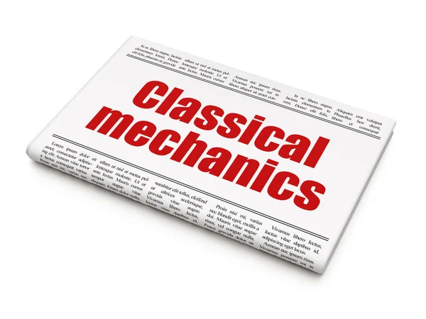 Wissenschaftskonzept: Zeitungsschlagzeile klassische Mechanik — Stockfoto