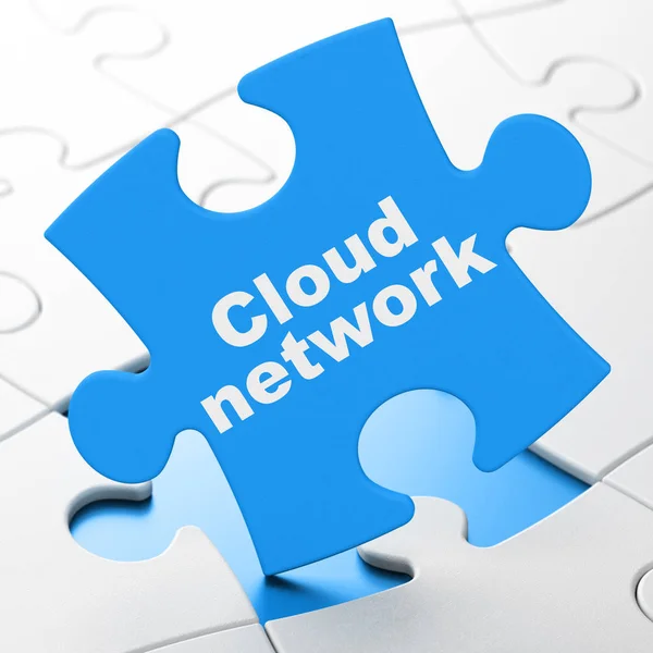 Cloud-Computing-Konzept: Cloud-Netzwerk vor Puzzle-Hintergrund — Stockfoto