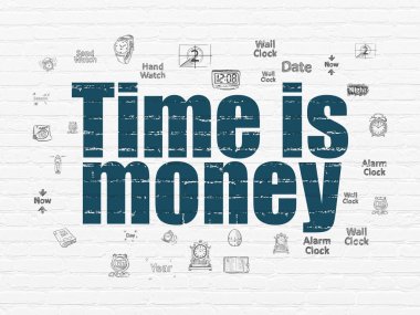 Zaman kavramı: zaman para duvar arka plan üzerinde