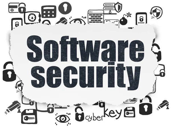 Protection concept: Software Security on Torn Paper background