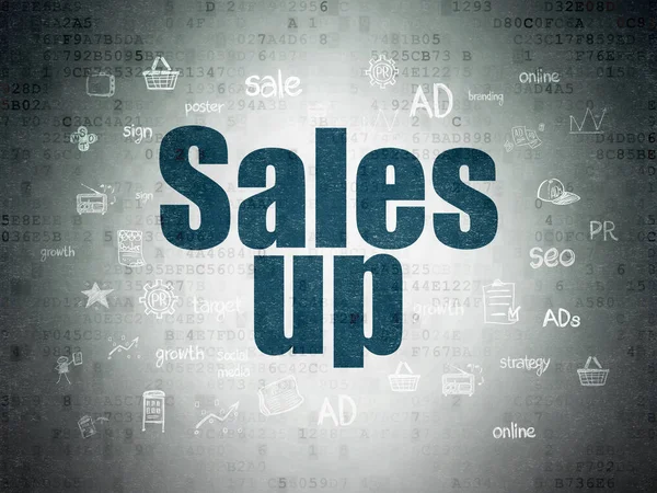 Marketing concept: verkoop omhoog op digitale Data-Paper achtergrond — Stockfoto