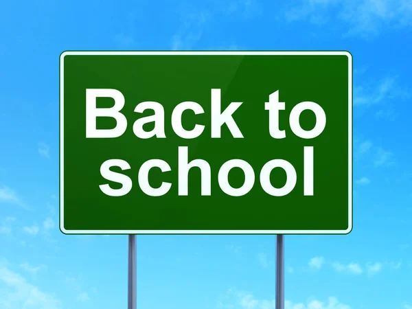 Education concept: Back to School on road sign background — Stock Photo, Image