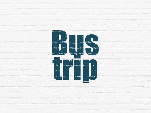 Travel concept: Bus Trip on wall background