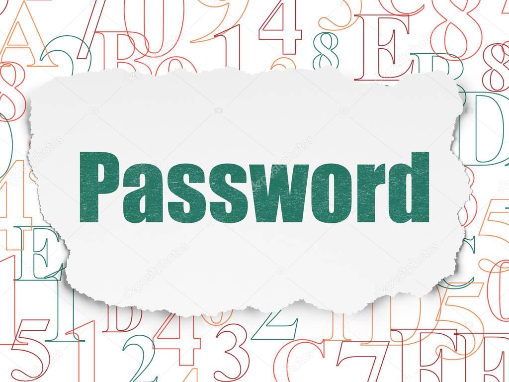 Privacy concept: Password on Torn Paper background