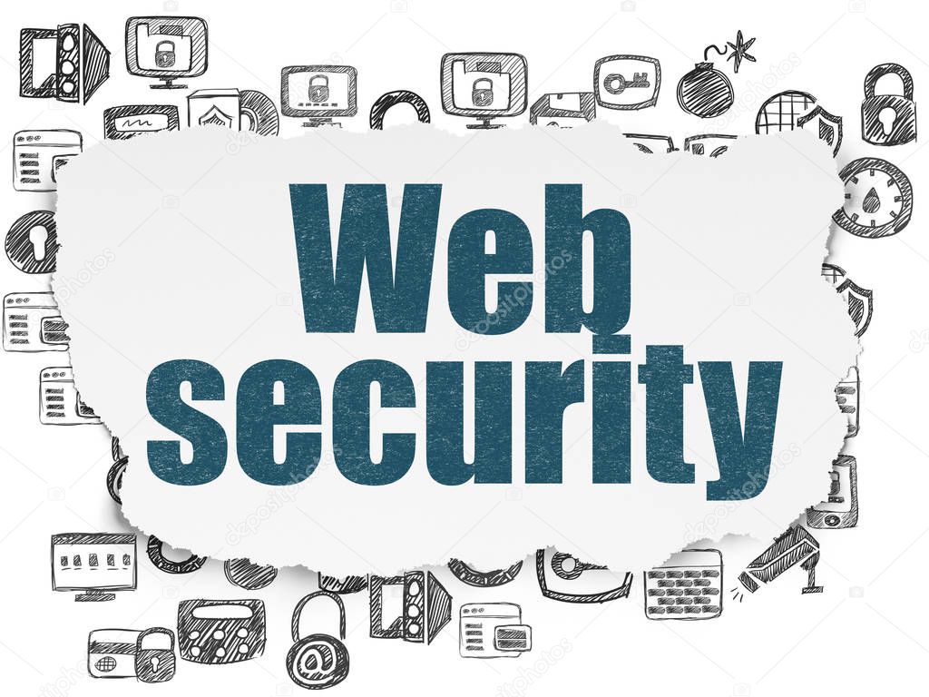 Security concept: Web Security on Torn Paper background