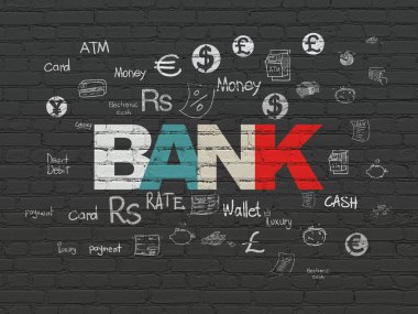 Bankacılık kavramı: banka duvar arka plan üzerinde