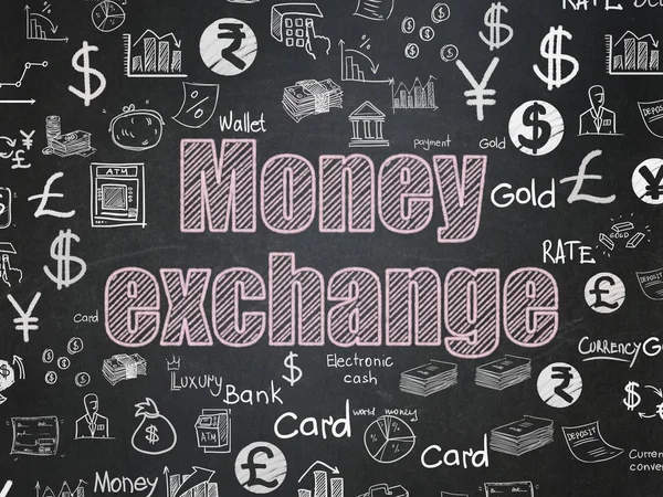 Peníze koncept: Výměna peněz na školní rada pozadí — Stock fotografie