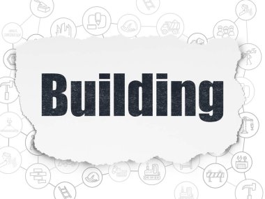 İnşaat kavramı: Torn kağıt arka bina