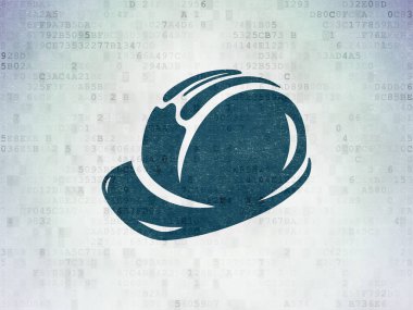 İnşa kavramı: dijital veri kağıt arka plan üzerinde güvenlik kask