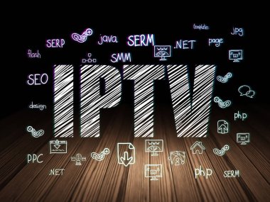 Web tasarım konsepti: IPTV grunge karanlık odada