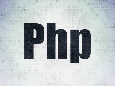 Veritabanı kavramı: dijital veri kağıt arka plan üzerinde Php