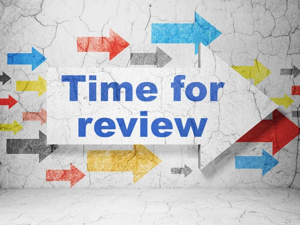 Timeline concept: arrow with Time for Review on grunge wall background — Stock Photo, Image