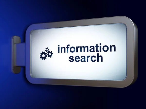 Data koncept: informationssökning och Gears på billboard bakgrund — Stockfoto