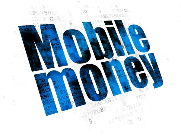 Concept bancaire : Mobile Money sur fond numérique — Photo