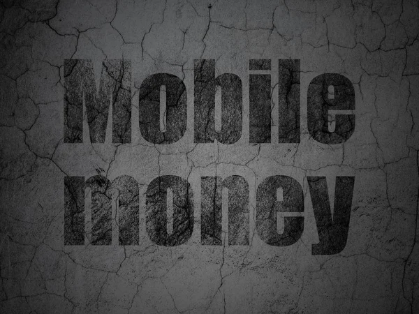 Peníze koncept: mobilní peníze na pozadí zeď grunge — Stock fotografie