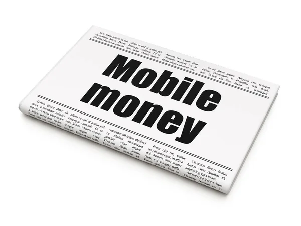 Banking concept: newspaper headline Mobile Money — Stock Photo, Image