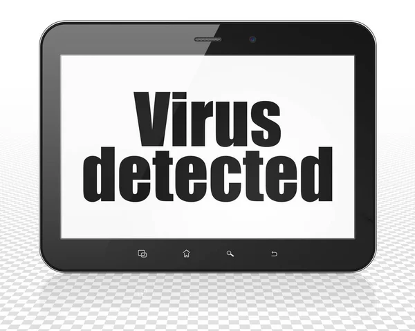 Concepto de seguridad: Tablet PC PC con virus detectados en la pantalla —  Fotos de Stock