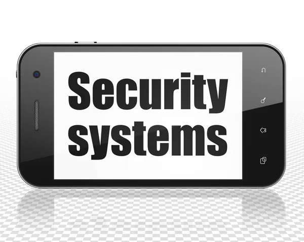 Concetto di privacy: Smartphone con sistemi di sicurezza in mostra — Foto Stock