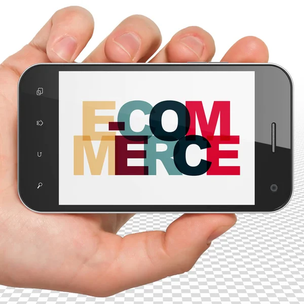 Concetto di finanza: Smartphone portatile con e-commerce in mostra — Foto Stock