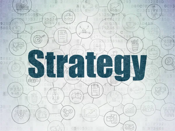 Concepto empresarial: estrategia sobre el fondo del documento de datos digitales — Foto de Stock