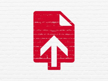 Web tasarım konsepti: duvar arka plan üzerinde Upload