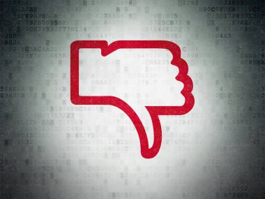 Sosyal medya kavramı: dijital veri kağıt arka plan üzerinde başparmak aşağı