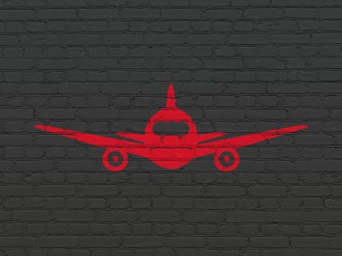 Tatil kavramı: duvar arka plan üzerinde uçak