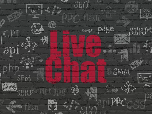 Conceito de Web design: Chat ao vivo no fundo da parede — Fotografia de Stock