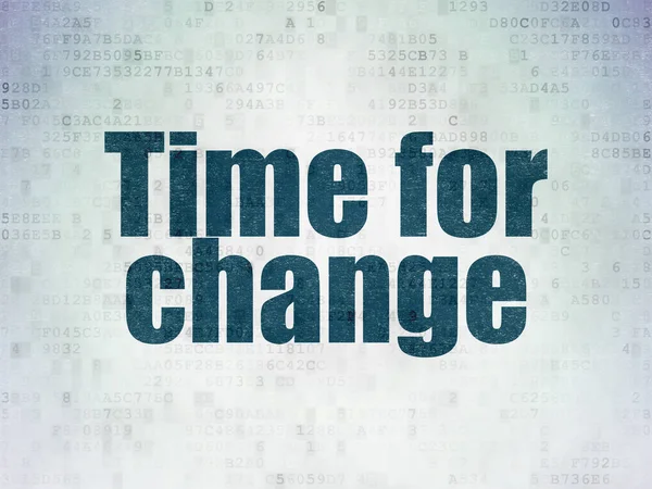 Conceito da linha do tempo: Tempo para a mudança no plano de fundo do papel de dados digitais — Fotografia de Stock