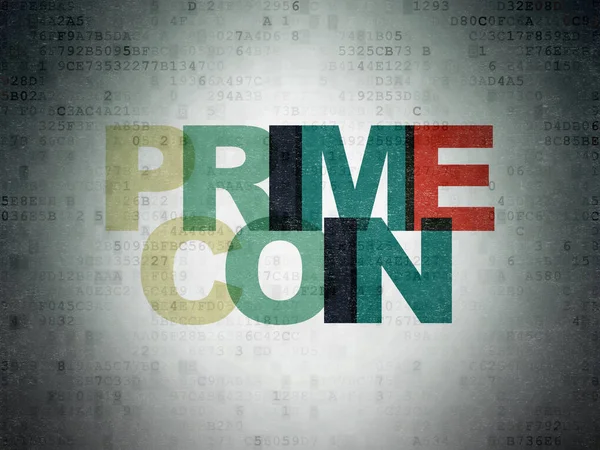 Blockchain concept: Primecoin on Digital Data Paper background — Stock Photo, Image