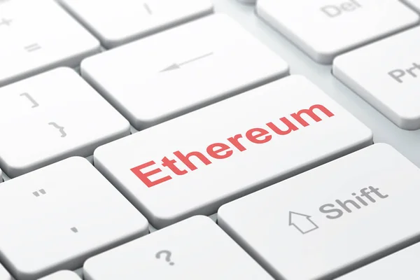 Cryptocurrency концепція: Ethereum на тлі клавіатура комп'ютера — стокове фото