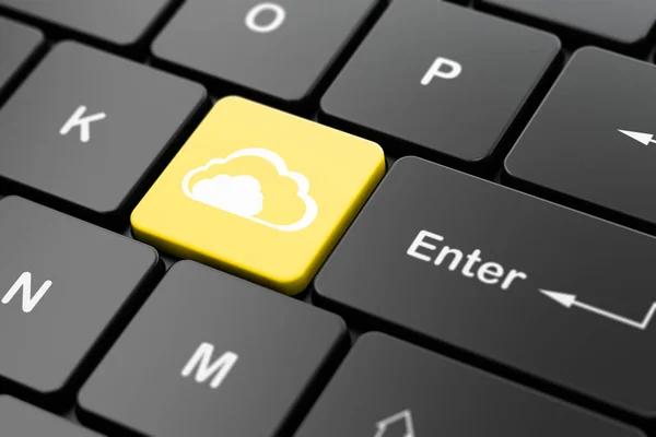 Concept de Cloud Computing : Cloud sur fond de clavier d'ordinateur — Photo