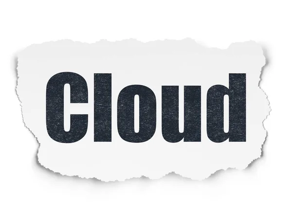 Cloud-Netzwerkkonzept: Wolke auf zerrissenem Papierhintergrund — Stockfoto