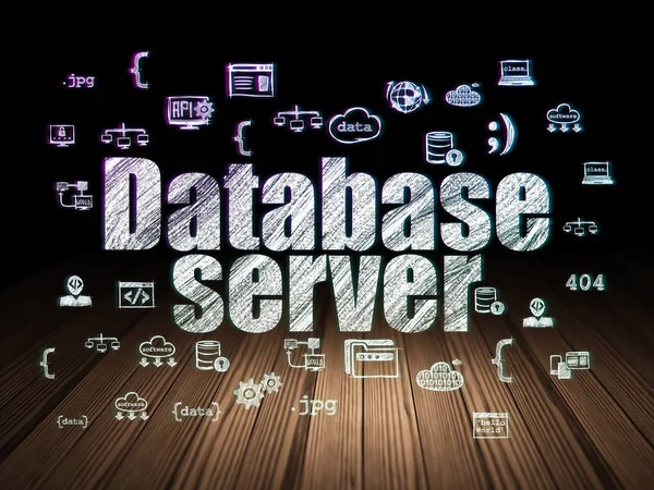 Software concept: Database Server in grunge dark room